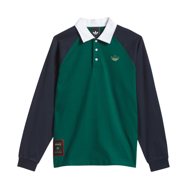 Adidas Tyshawn Rugby Shirt - Collegiate Green / Legend Ink