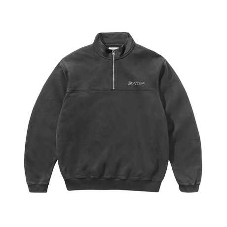 Butter Goods Panel 1/4 Zip Sweatshirt - Washed Black
