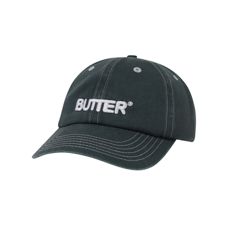 Butter Goods Rounded Logo 6 Panel Cap - Washed Black