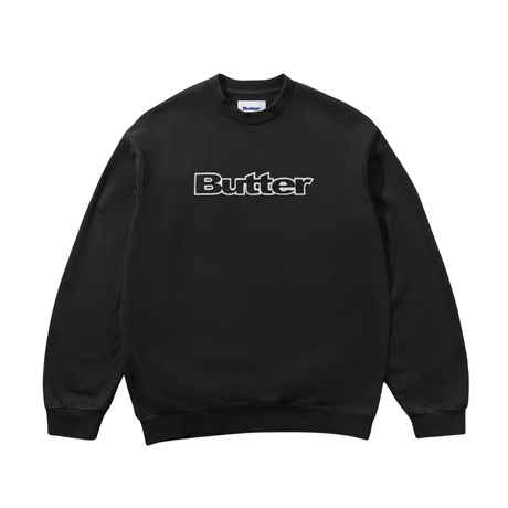 Butter Goods Satin Applique Logo Crewneck Sweatshirt - Black
