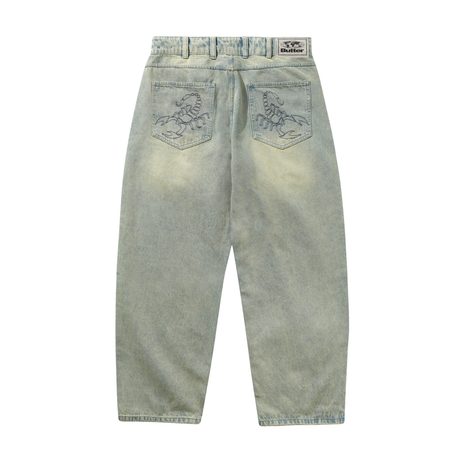 Butter Goods Scorpion Stitch Denim Jeans - Tinted Light Blue