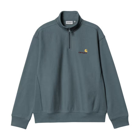 Carhartt WIP American Script Half Zip Sweatshirt - Office Blue