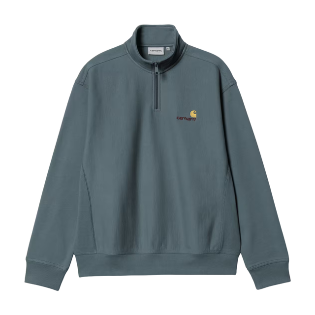Carhartt WIP American Script Half Zip Sweatshirt - Office Blue