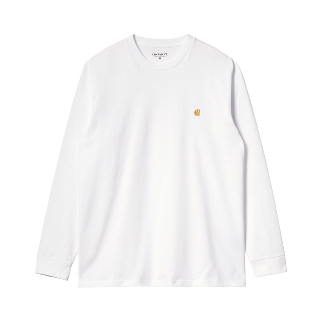 Carhartt WIP Chase Long Sleeve T-Shirt - White / Gold