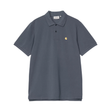 Carhartt WIP Chase Pique Polo T-Shirt - Cozy Blue / Gold
