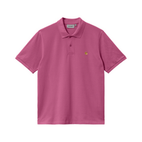 Carhartt WIP Chase Pique Polo T-Shirt - Magenta / Gold
