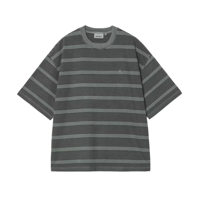 Carhartt WIP Hanson T-Shirt - Hanson Stripe, Kale Green (garment dyed)