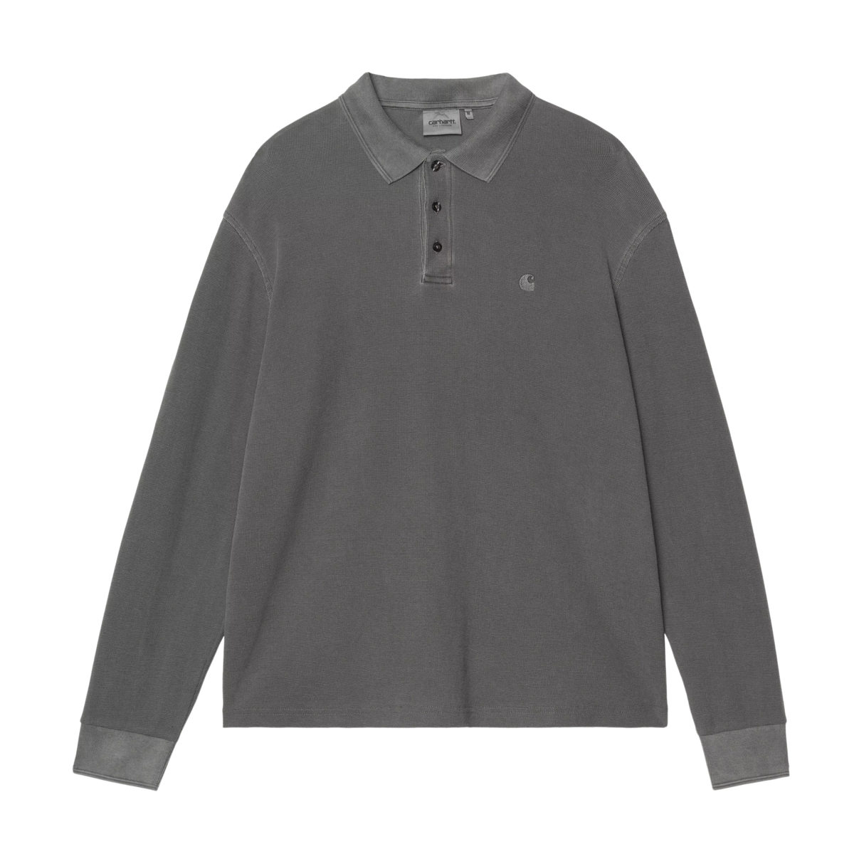 Carhartt WIP L/S Waffle Rugby Shirt - Black (garment dyed)
