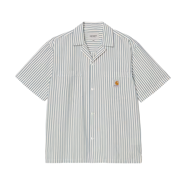Carhartt WIP Leavel Shirt - Leavel Stripe, Blue River