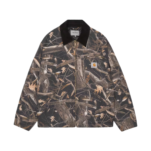 Carhartt WIP OG Detroit Jacket - Camo Feather Tree, Black, (heavy stone wash)