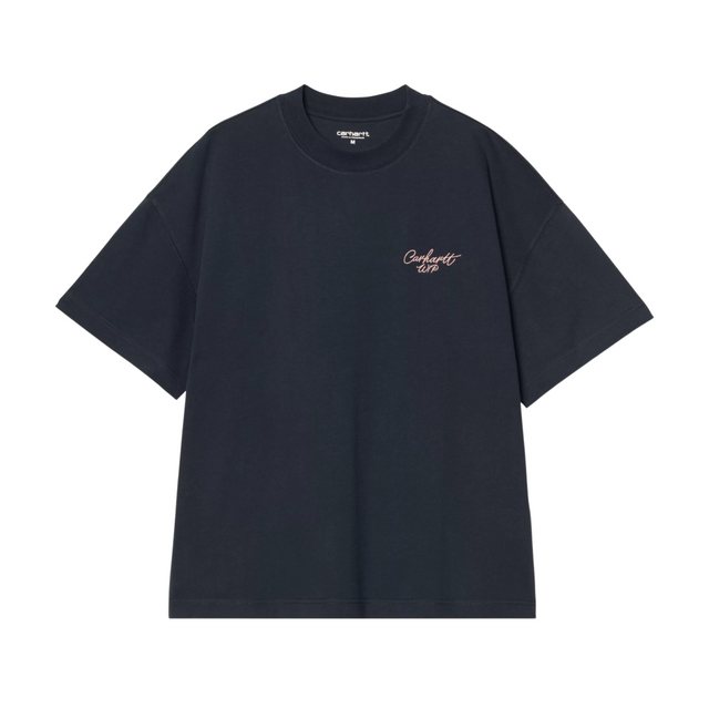 Carhartt WIP Signature Script T-Shirt - Deep Night / Glassy Pink
