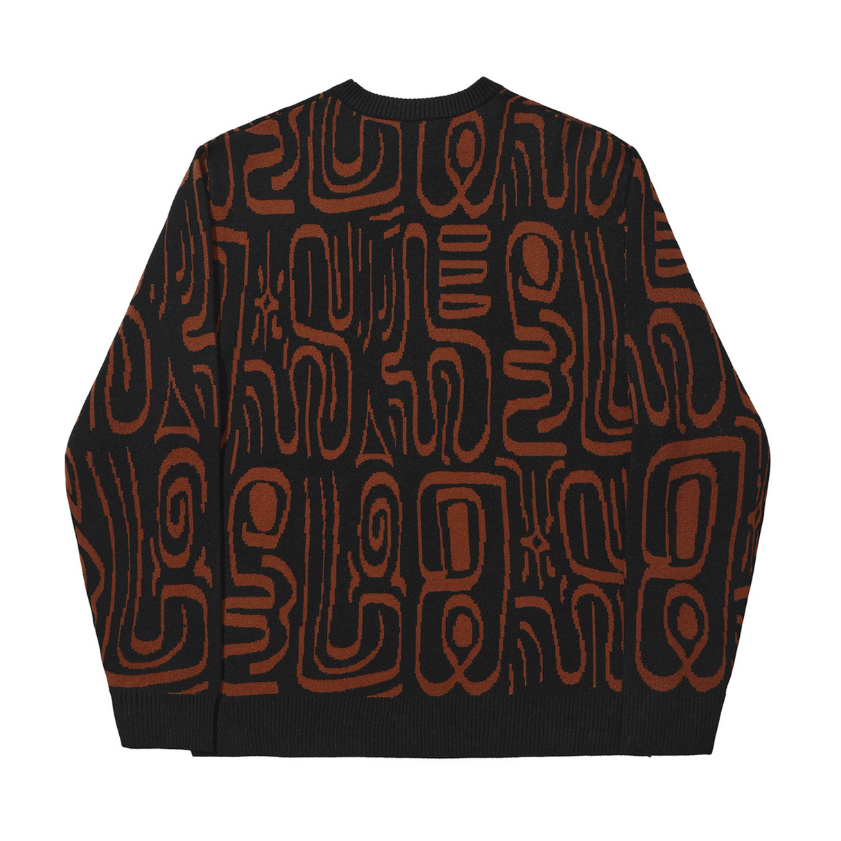 Helas Abstract Knitted Crewneck Sweatshirt - Black / Brown