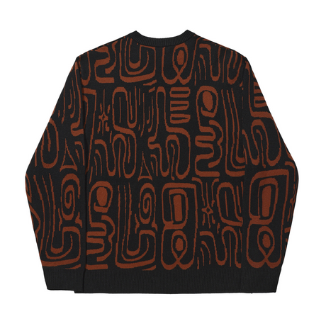 Helas Abstract Knitted Crewneck Sweatshirt - Black / Brown