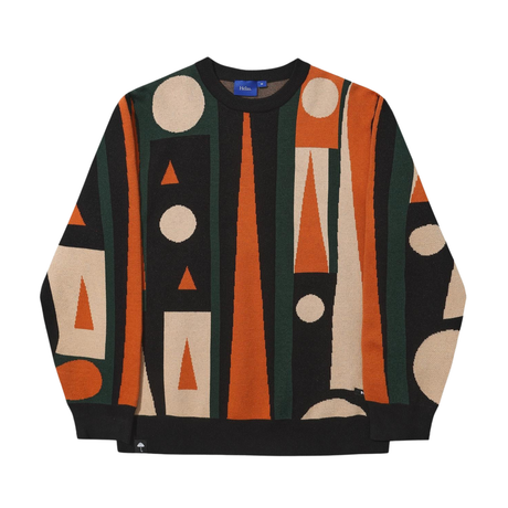 Helas Backgammon Knitted Crewneck Sweatshirt - Black / Orange