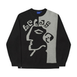 Helas Dieu Grec Knitted Crewneck Sweatshirt - Black / Grey