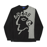 Helas Dieu Grec Knitted Crewneck Sweatshirt - Black / Grey