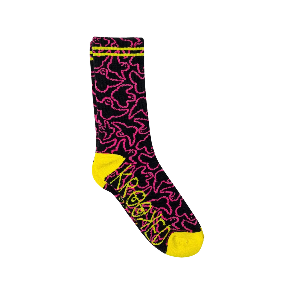 Krooked Birds Socks - Black / Pink / Yellow