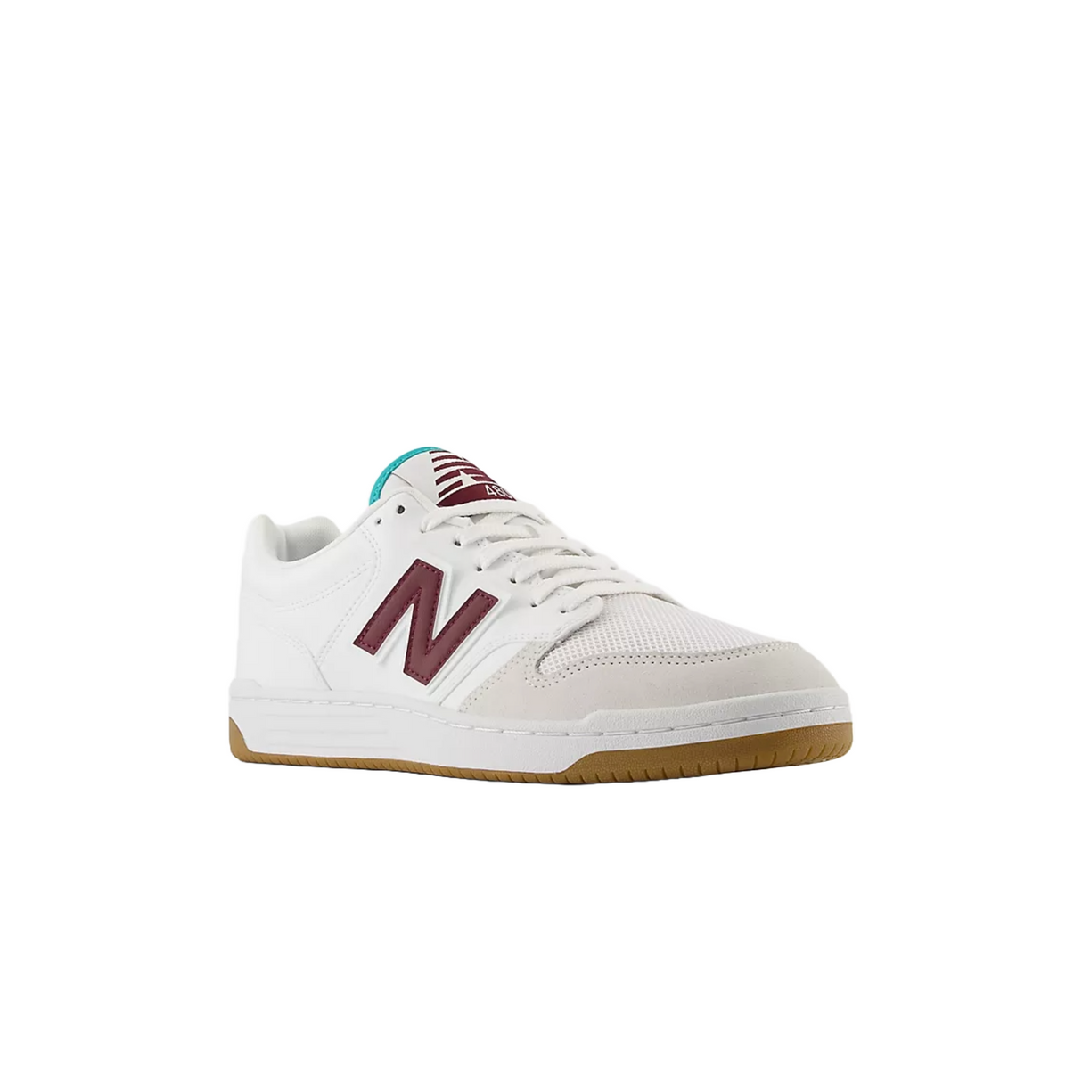 New Balance 480 Shoes - White / Burgundy / Teal (BB480LFT)