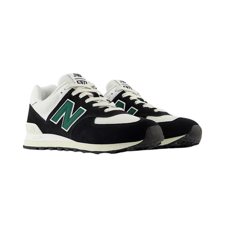 New Balance 574 Shoes - Black / White / Marsh Green (U574RBG)