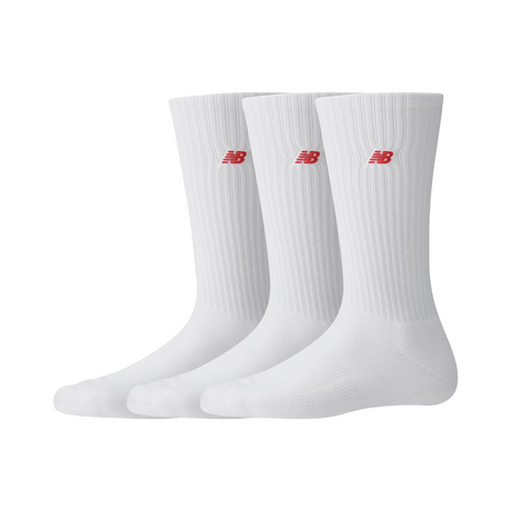 New Balance NB Patch Logo 3 Pack Crew Socks - White / White