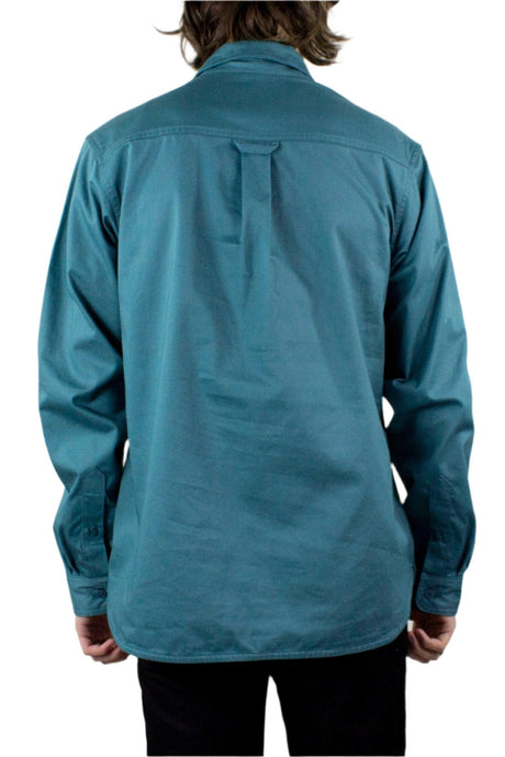 Nike SB Woven Skate Long Sleeve Button Up Shirt - Mineral Teal / White