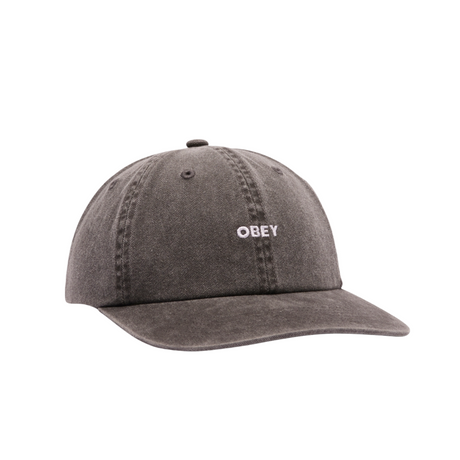 OBEY Pigment Lowercase 6 Panel Snapback Cap Hat - Black