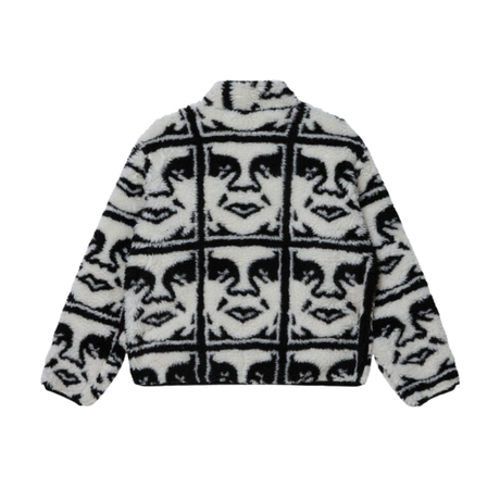 OBEY Repeated Icon Sherpa Jacket - Black / White