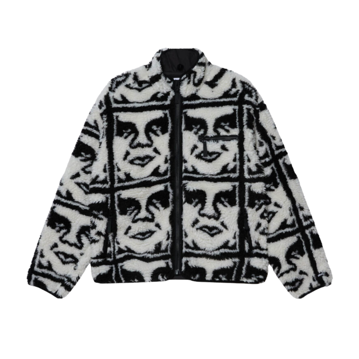 OBEY Repeated Icon Sherpa Jacket - Black / White