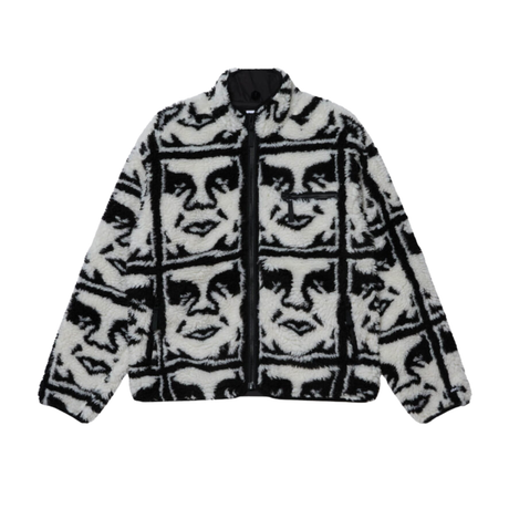 OBEY Repeated Icon Sherpa Jacket - Black / White