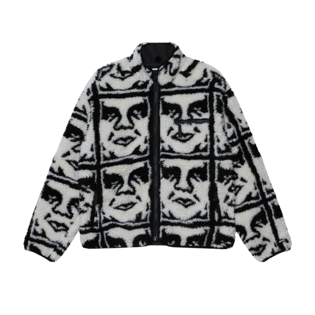 OBEY Repeated Icon Sherpa Jacket - Black / White