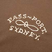 Pass Port Moniker Organic Embroidery T-Shirt - Bark