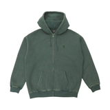 Pass Port Solid Workers Zip Hoodie - Washed Forest Green
