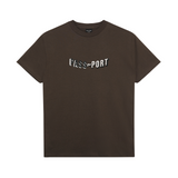 Pass Port Sunken Logo Embroidery T-Shirt - Chocolate