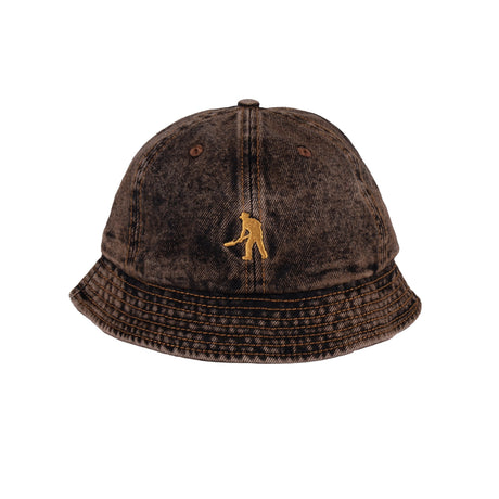 Pass Port Workers Club Denim Bucket Hat - Over-Dye Brown