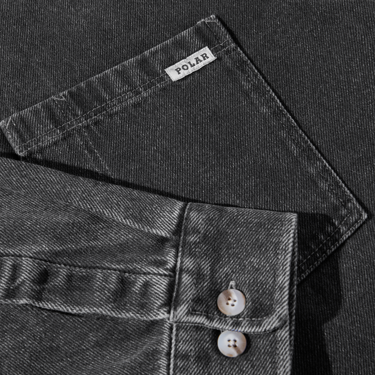 Polar Skate Co. Mike Denim Shirt - Silver / Black