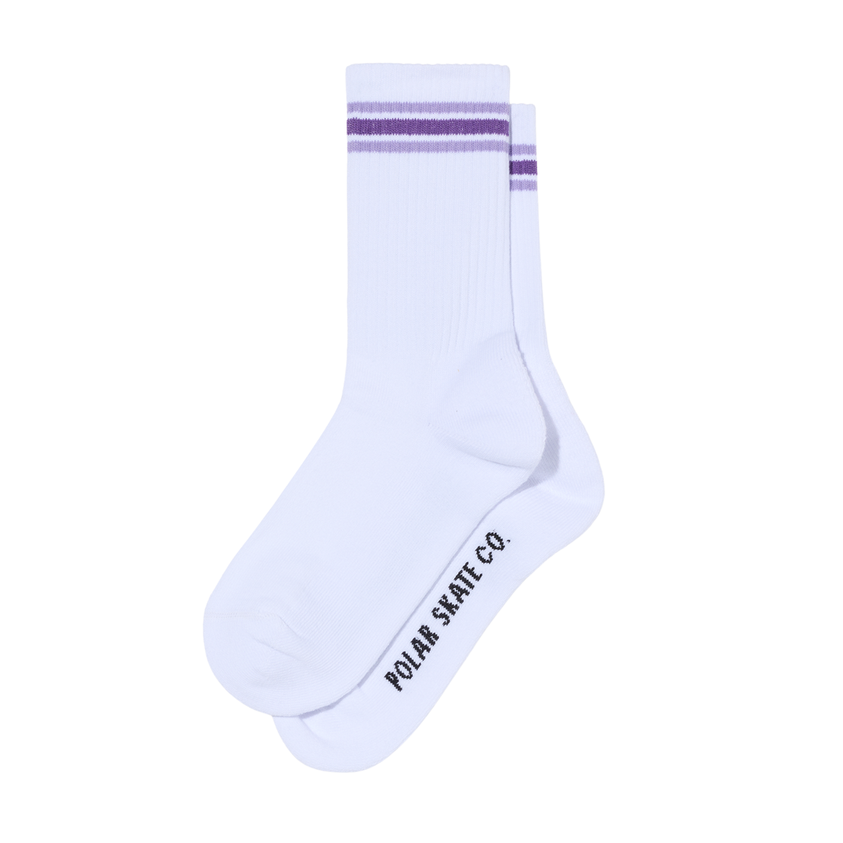 Polar Skate Co. Stripe Rib Socks – White / Lavender