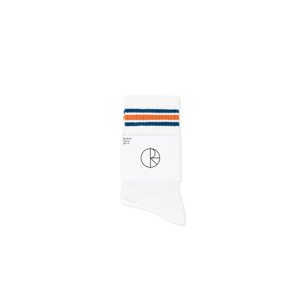 Polar Skate Co. Stripe Ribbed Socks – White / Blue / Orange