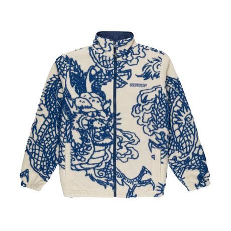 RIPNDIP Haku Reversible Fleece Jacket - Off White / Navy