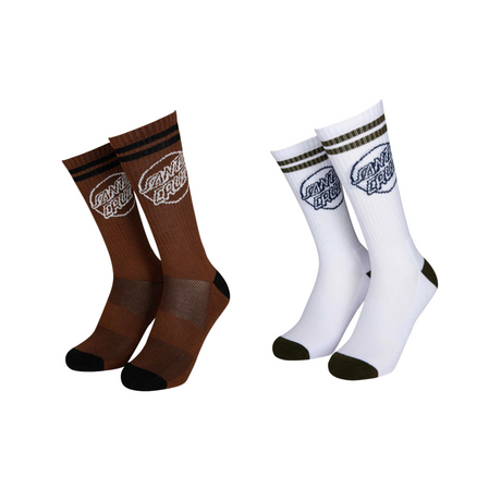 Santa Cruz Kick Socks (2 Pack) - Chestnut / White & Black