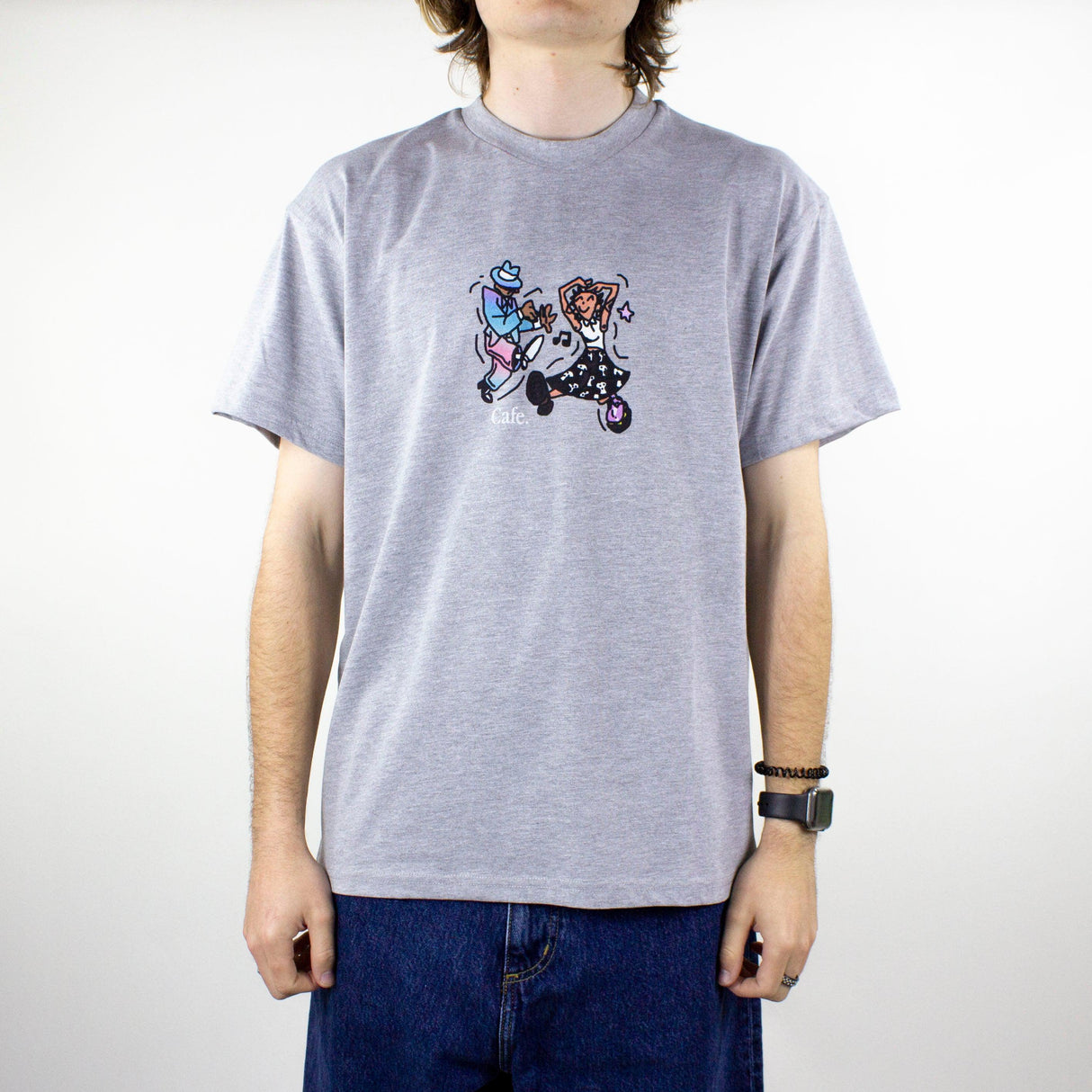 Skateboard Cafe Dancing T-Shirt - Heather Grey