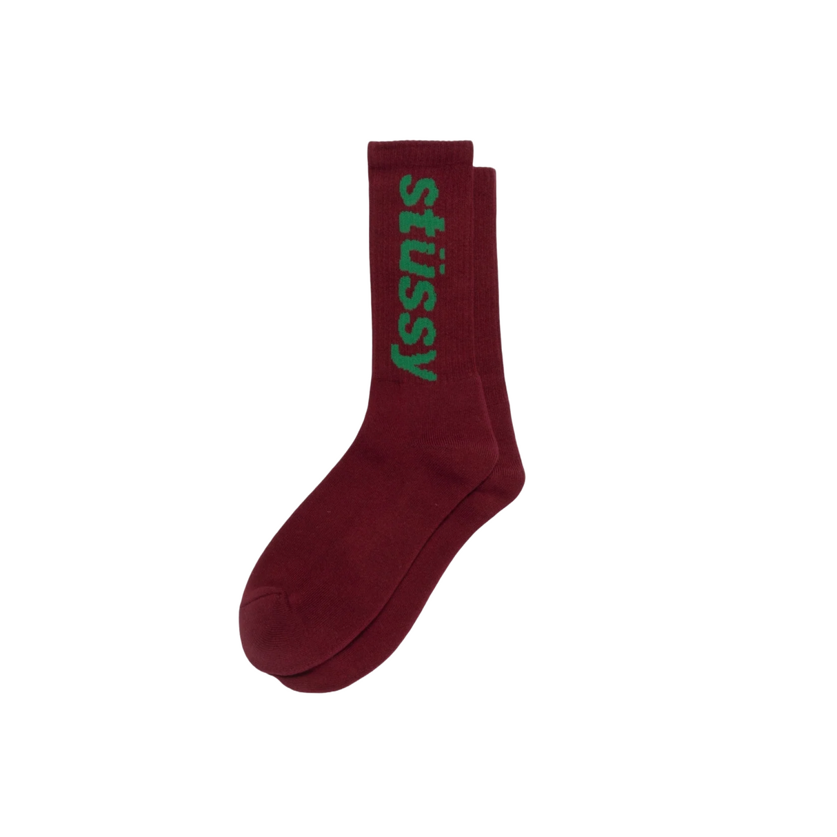 Stussy Helvetica Jacquard Crew Socks - Wine