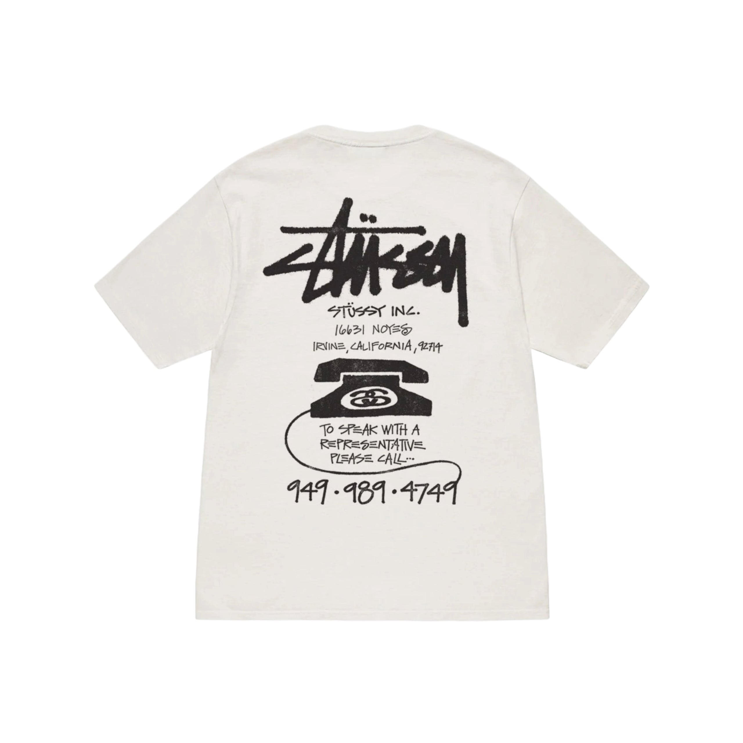 Stussy Old Phone Pigment Dyed T-Shirt - Natural - S / Beige