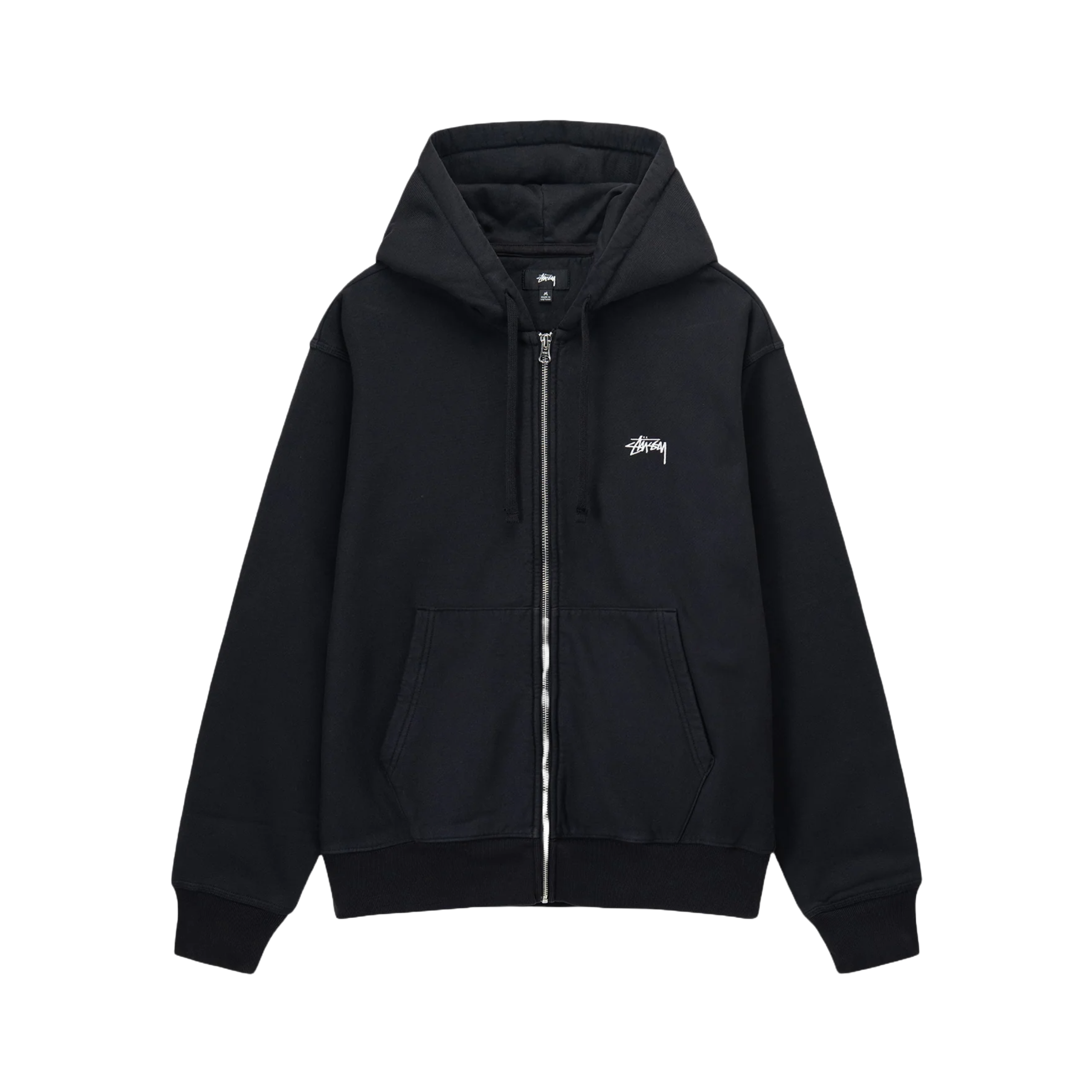 Stussy Stock Logo Zip Hoodie - Washed Black exclusive at Remix – Remix ...