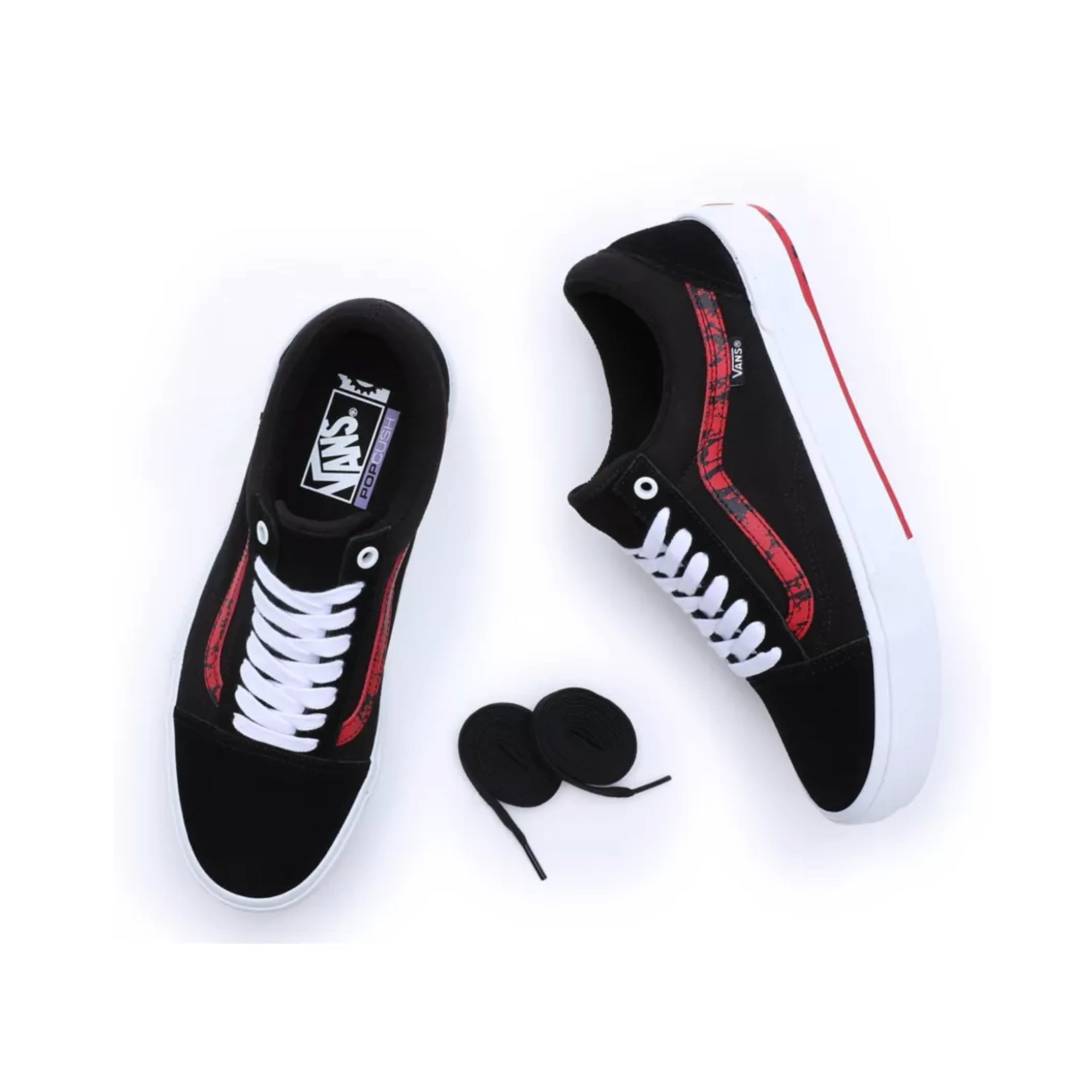 Vans BMX Old Skool Shoes - Marble Black / White / Red exclusive at ...