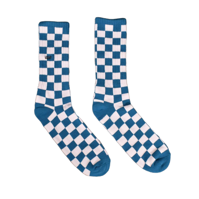 Vans Check Crew Socks - White / Turquoise