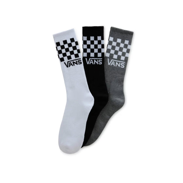 Vans Classic Crew Check 3 Pack Socks - Black / White / Grey
