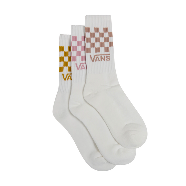 Vans Classic Crew Check 3 Pack Socks - (Check) Pink Dawn