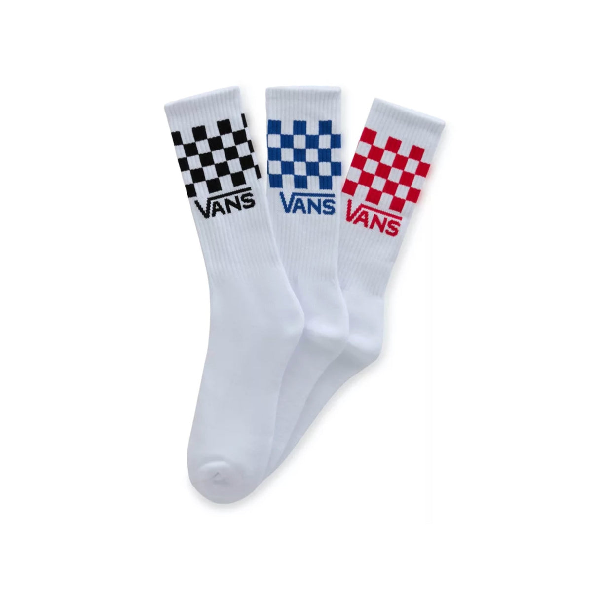 Vans Classic Crew Check 3 Pack Socks - White / Red / Blue / Black