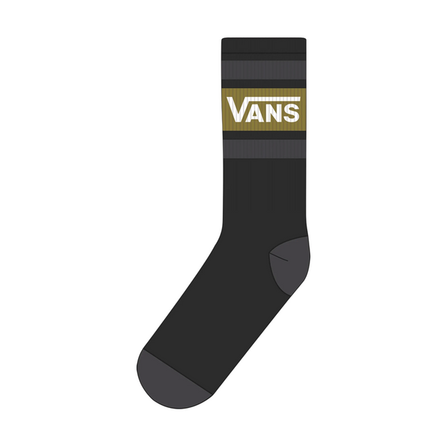 Vans Drop V Crew Socks - Black / Burnt Gold