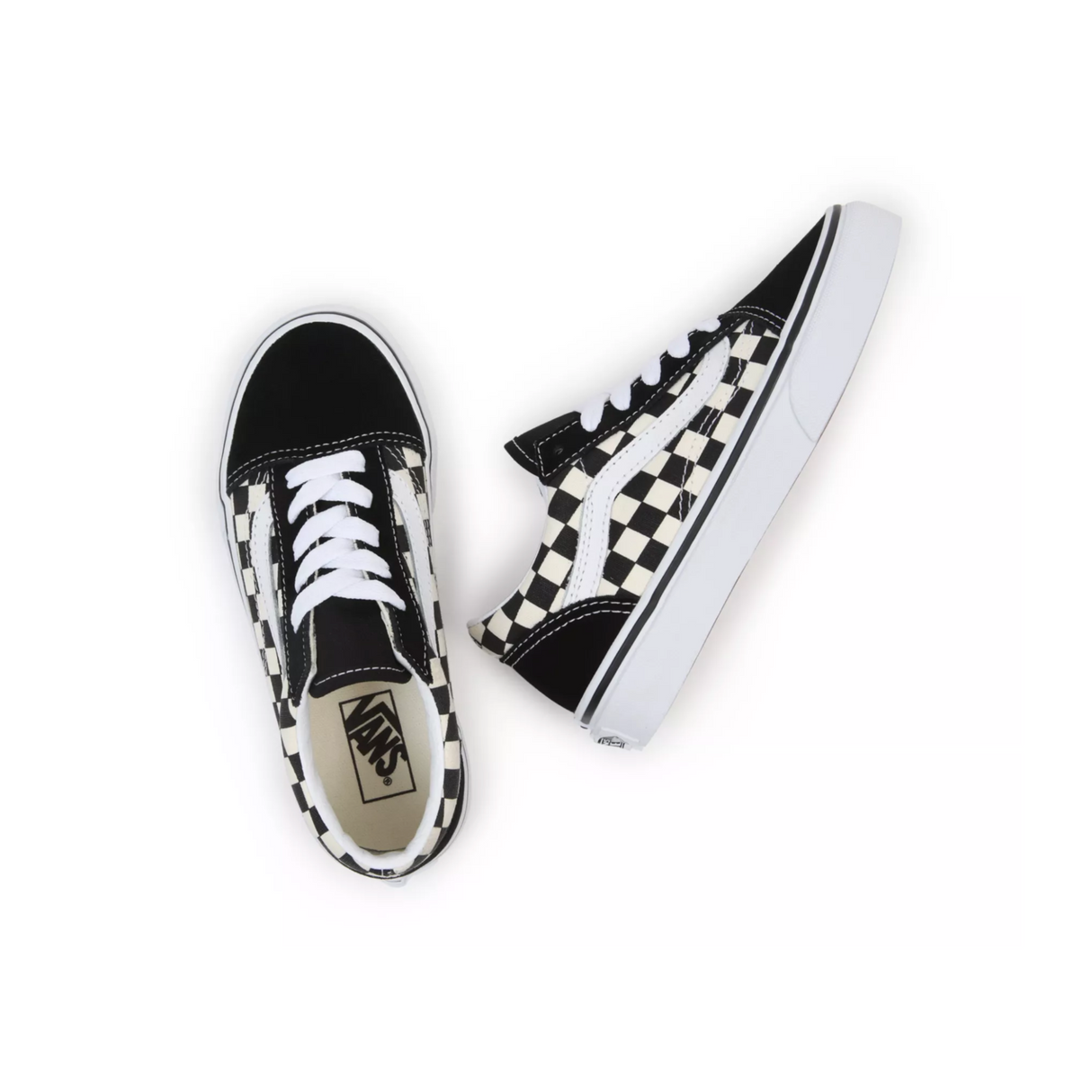 Vans Kids Old Skool Shoes Primary Check Black White exclusive at Remix Casuals